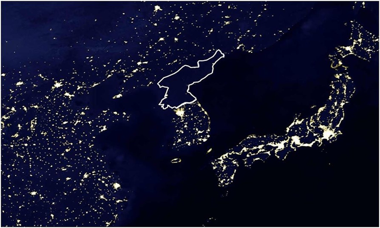 Северная Корея ночью со спутника